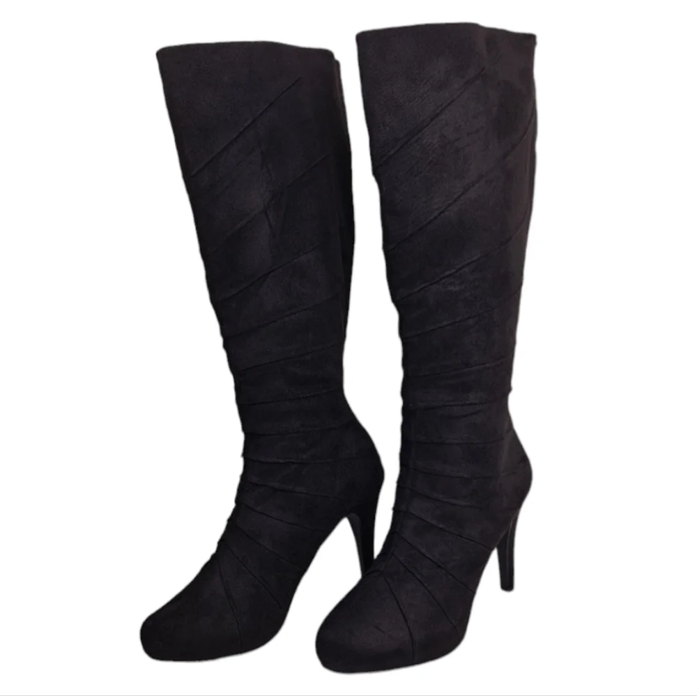 Velvet Heart Faux Suede Black Calf Women's Boots 8.5M - Picture 1 of 14